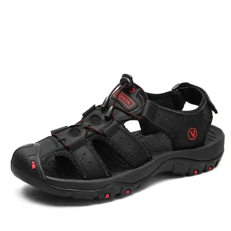 Summer Men's Shoes Outdoor Casual Shoes Sandals Genuine Leather Non-slip Sneakers Hihg Quality Men Beach Sandals v1