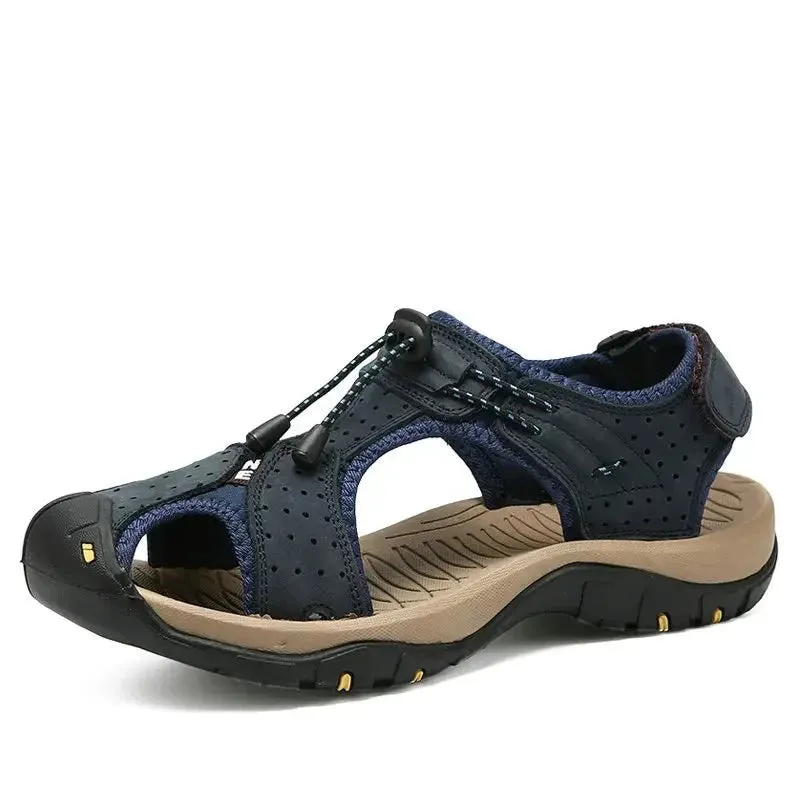 Summer Men's Shoes Outdoor Casual Shoes Sandals Genuine Leather Non-slip Sneakers Hihg Quality Men Beach Sandals v1
