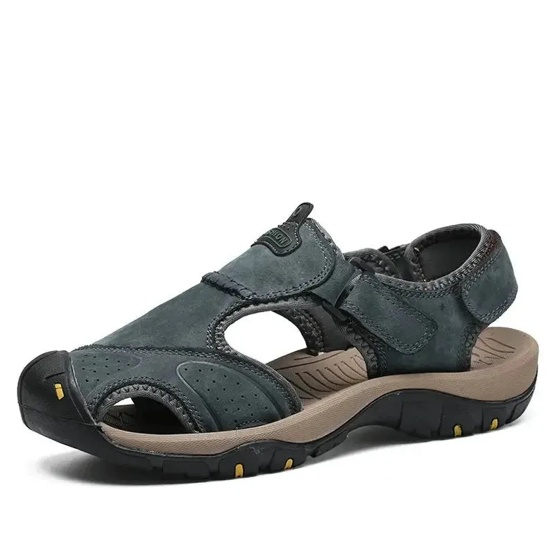 Summer Men's Shoes Outdoor Casual Shoes Sandals Genuine Leather Non-slip Sneakers Hihg Quality Men Beach Sandals v1