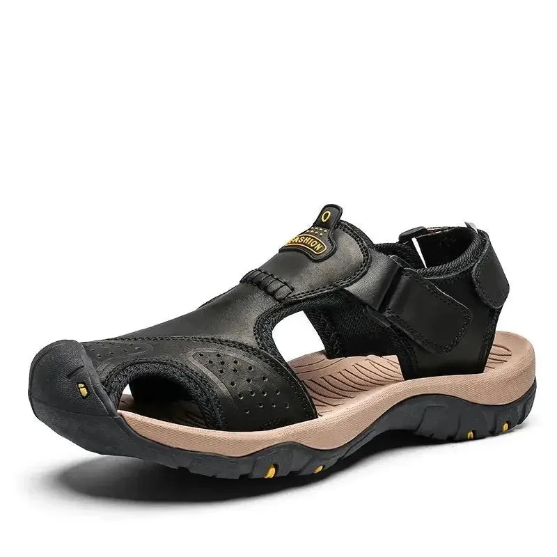 Summer Men's Shoes Outdoor Casual Shoes Sandals Genuine Leather Non-slip Sneakers Hihg Quality Men Beach Sandals v1