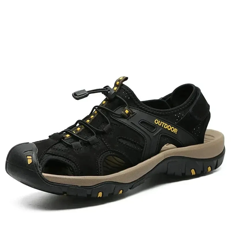 Summer Men's Shoes Outdoor Casual Shoes Sandals Genuine Leather Non-slip Sneakers Hihg Quality Men Beach Sandals v1