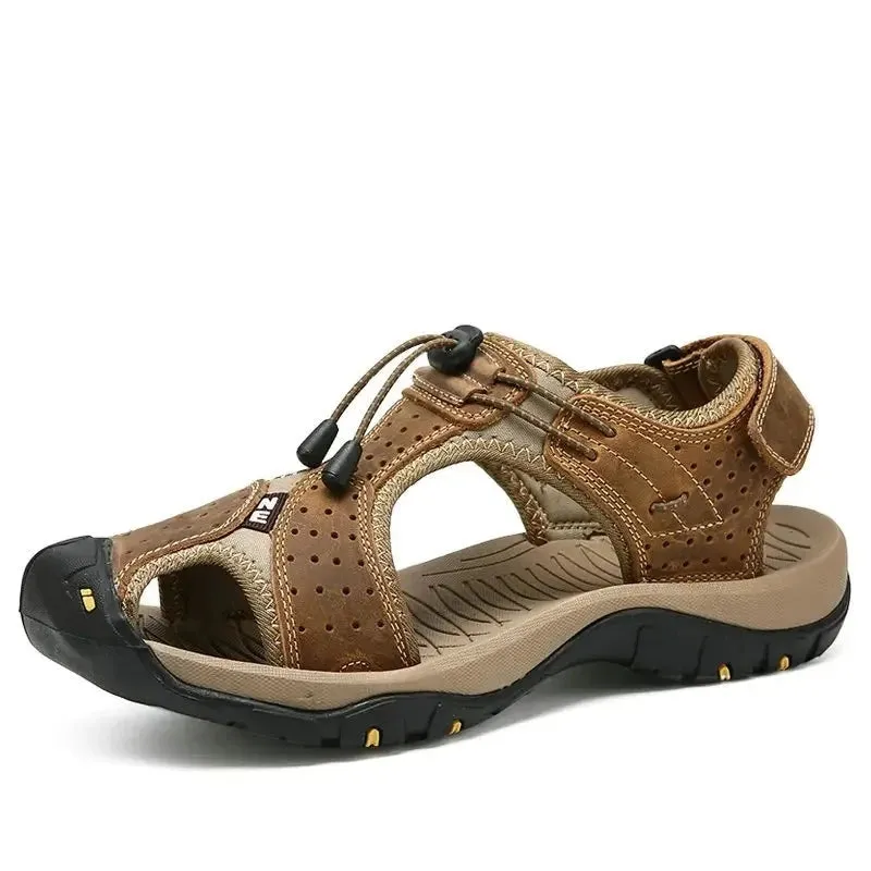 Summer Men's Shoes Outdoor Casual Shoes Sandals Genuine Leather Non-slip Sneakers Hihg Quality Men Beach Sandals v1