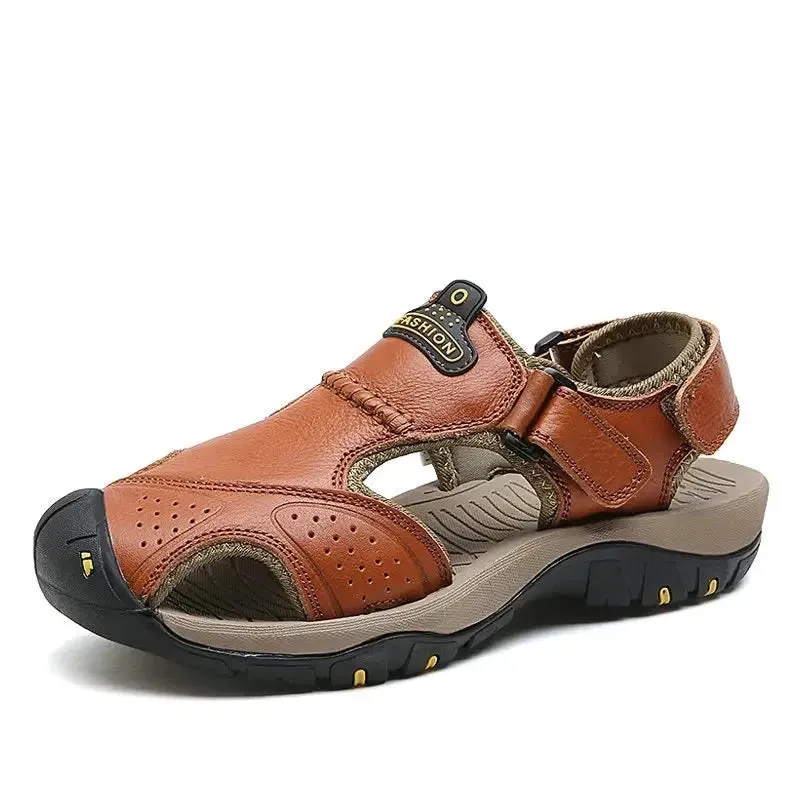 Summer Men's Shoes Outdoor Casual Shoes Sandals Genuine Leather Non-slip Sneakers Hihg Quality Men Beach Sandals v1