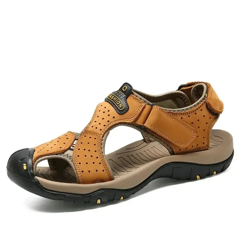Summer Men's Shoes Outdoor Casual Shoes Sandals Genuine Leather Non-slip Sneakers Hihg Quality Men Beach Sandals v1