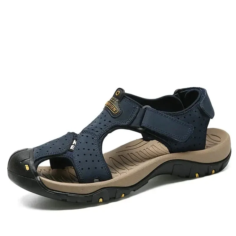 Summer Men's Shoes Outdoor Casual Shoes Sandals Genuine Leather Non-slip Sneakers Hihg Quality Men Beach Sandals v1