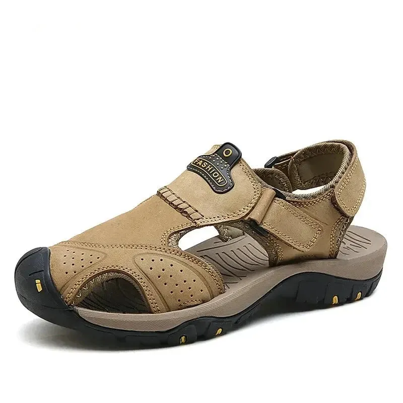 Summer Men's Shoes Outdoor Casual Shoes Sandals Genuine Leather Non-slip Sneakers Hihg Quality Men Beach Sandals v1