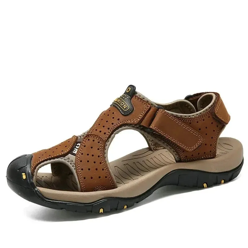 Summer Men's Shoes Outdoor Casual Shoes Sandals Genuine Leather Non-slip Sneakers Hihg Quality Men Beach Sandals v1