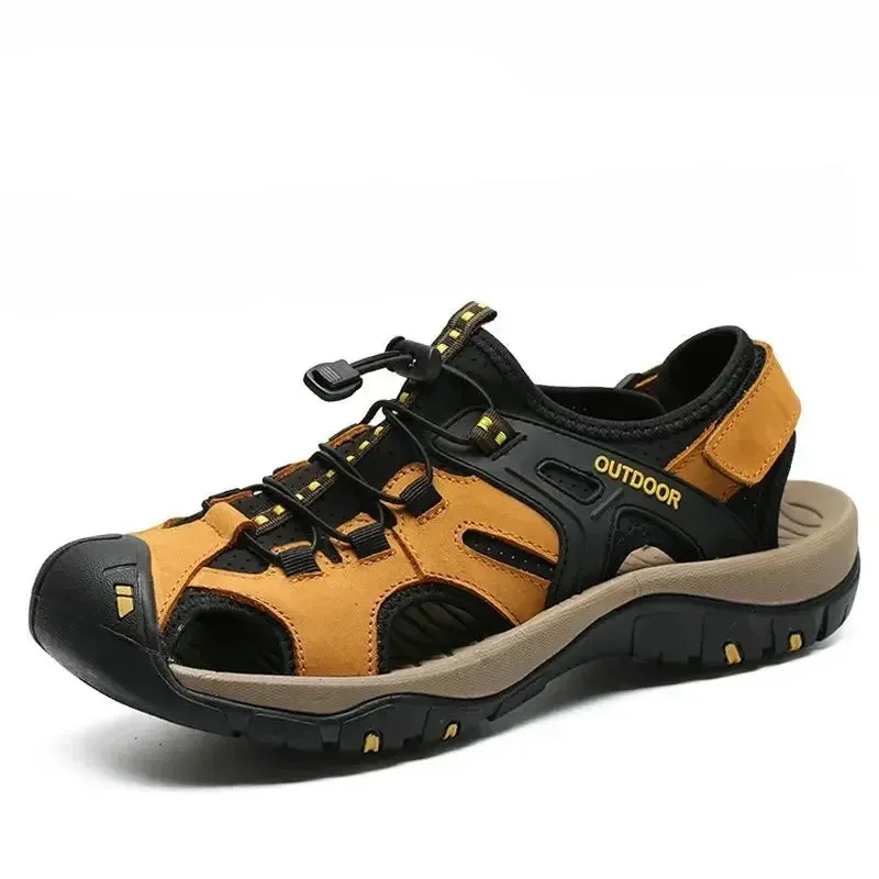 Summer Men's Shoes Outdoor Casual Shoes Sandals Genuine Leather Non-slip Sneakers Hihg Quality Men Beach Sandals v1