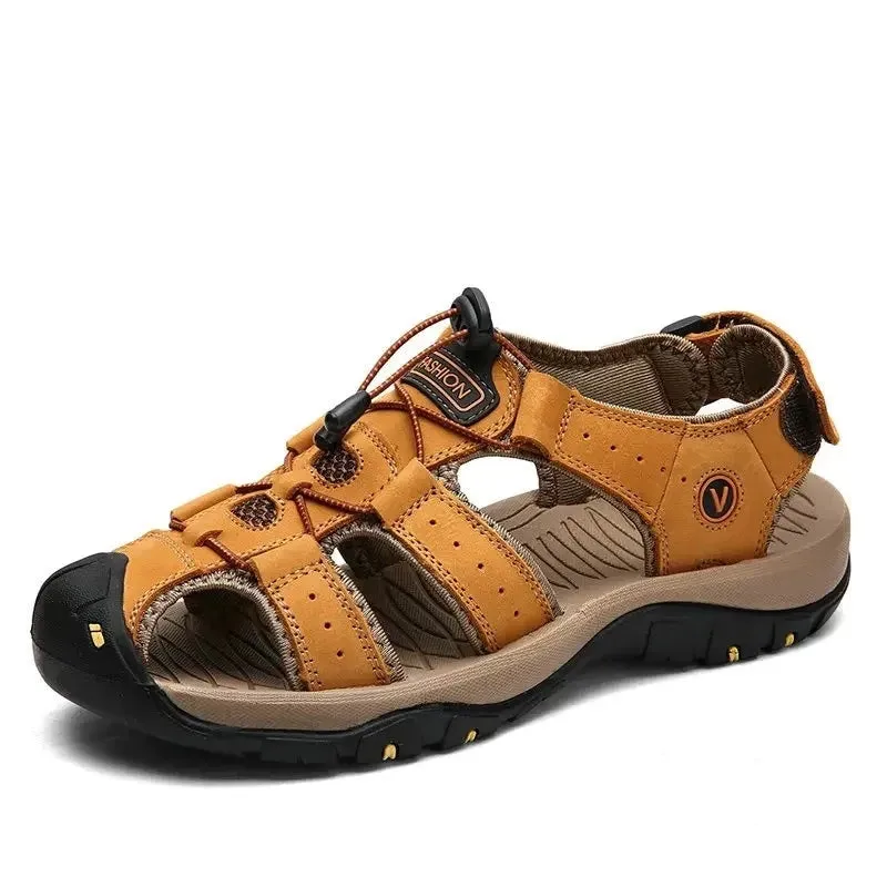 Summer Men's Shoes Outdoor Casual Shoes Sandals Genuine Leather Non-slip Sneakers Hihg Quality Men Beach Sandals v1