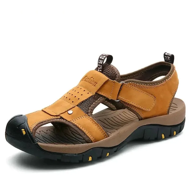 Summer Men's Shoes Outdoor Casual Shoes Sandals Genuine Leather Non-slip Sneakers Hihg Quality Men Beach Sandals v1