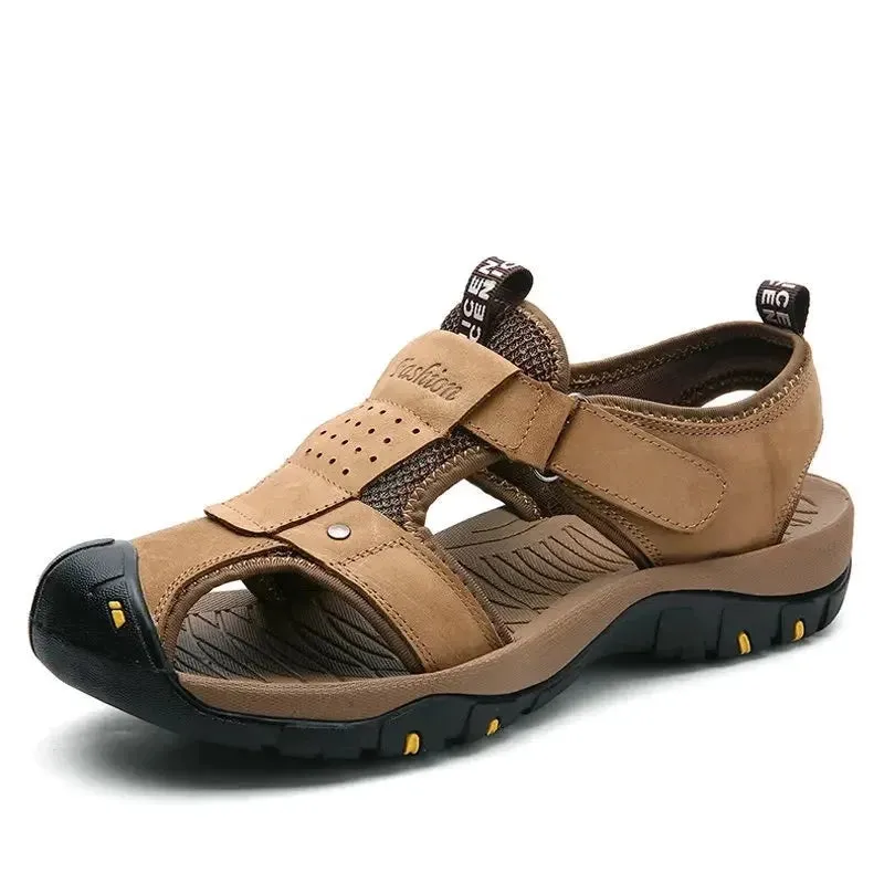 Summer Men's Shoes Outdoor Casual Shoes Sandals Genuine Leather Non-slip Sneakers Hihg Quality Men Beach Sandals v1