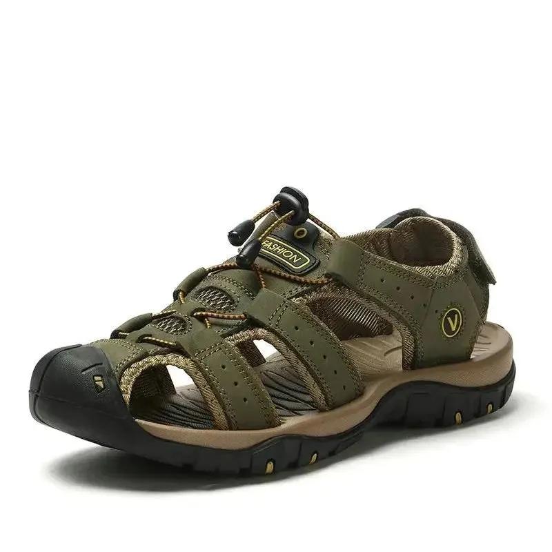 Summer Men's Shoes Outdoor Casual Shoes Sandals Genuine Leather Non-slip Sneakers Hihg Quality Men Beach Sandals v1