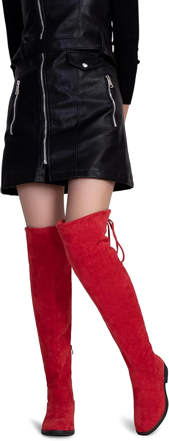 Vepose Women's 998 Suede Over The Knee High Boots Low Flat Heel Thigh High Boots for Women