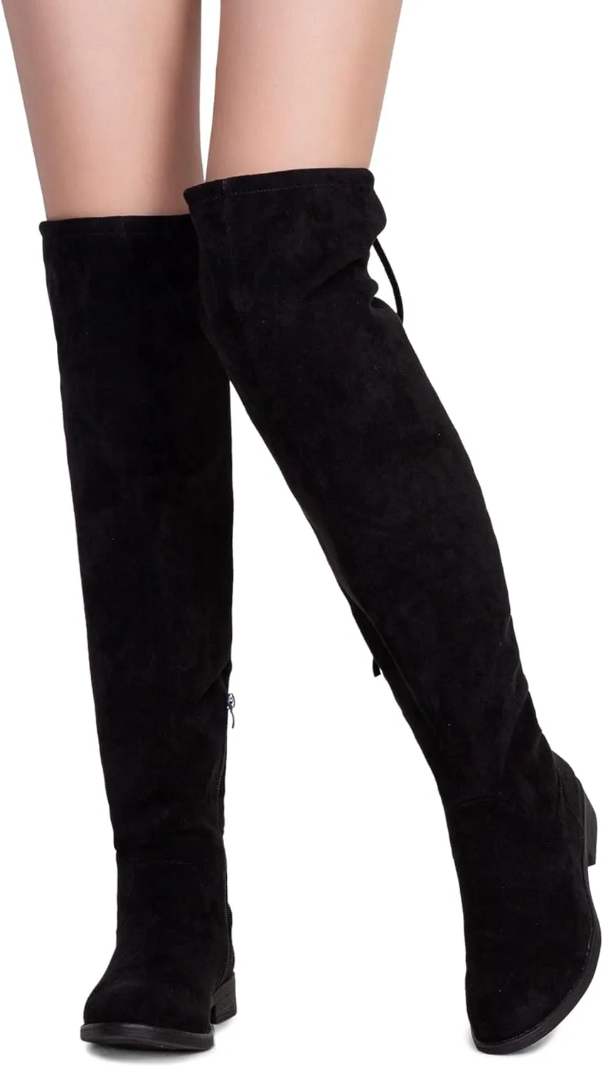 Vepose Women's 998 Suede Over The Knee High Boots Low Flat Heel Thigh High Boots for Women