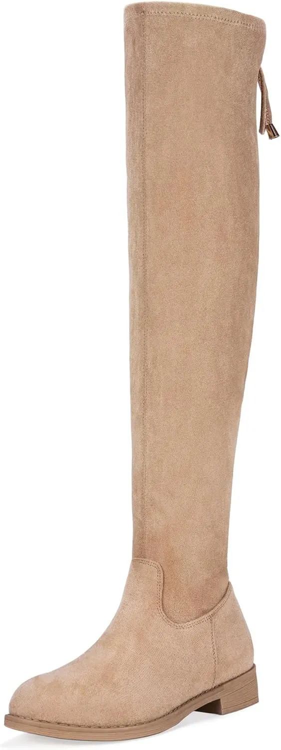 Vepose Women's 998 Suede Over The Knee High Boots Low Flat Heel Thigh High Boots for Women