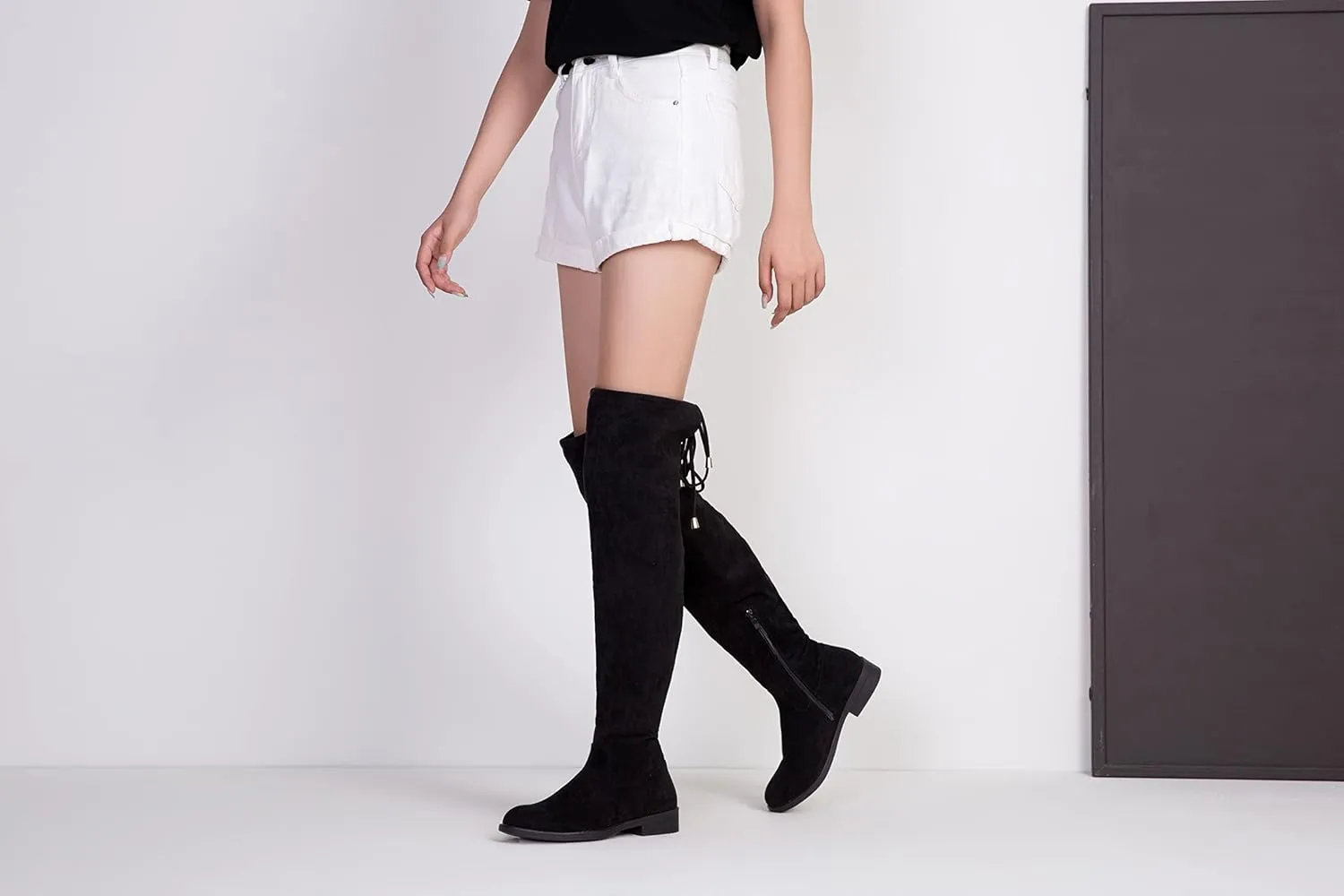 Vepose Women's 998 Suede Over The Knee High Boots Low Flat Heel Thigh High Boots for Women