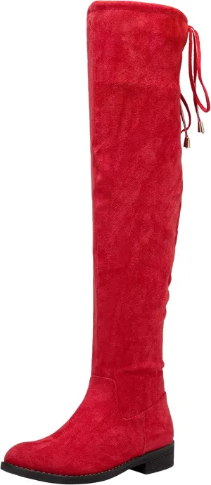 Vepose Women's 998 Suede Over The Knee High Boots Low Flat Heel Thigh High Boots for Women