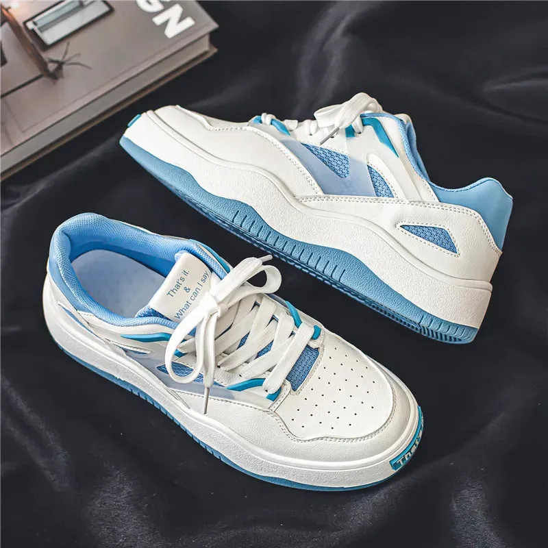 Wiaofellas Spring Thick Bottom Sneakers for Men Low Top Lace Up Skateboard Shoes Man Zapatillas Hombre Leisure Sport Shoes for Boys Outdoor