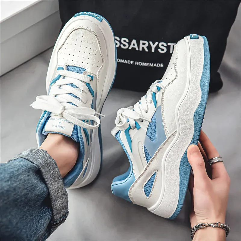 Wiaofellas Spring Thick Bottom Sneakers for Men Low Top Lace Up Skateboard Shoes Man Zapatillas Hombre Leisure Sport Shoes for Boys Outdoor