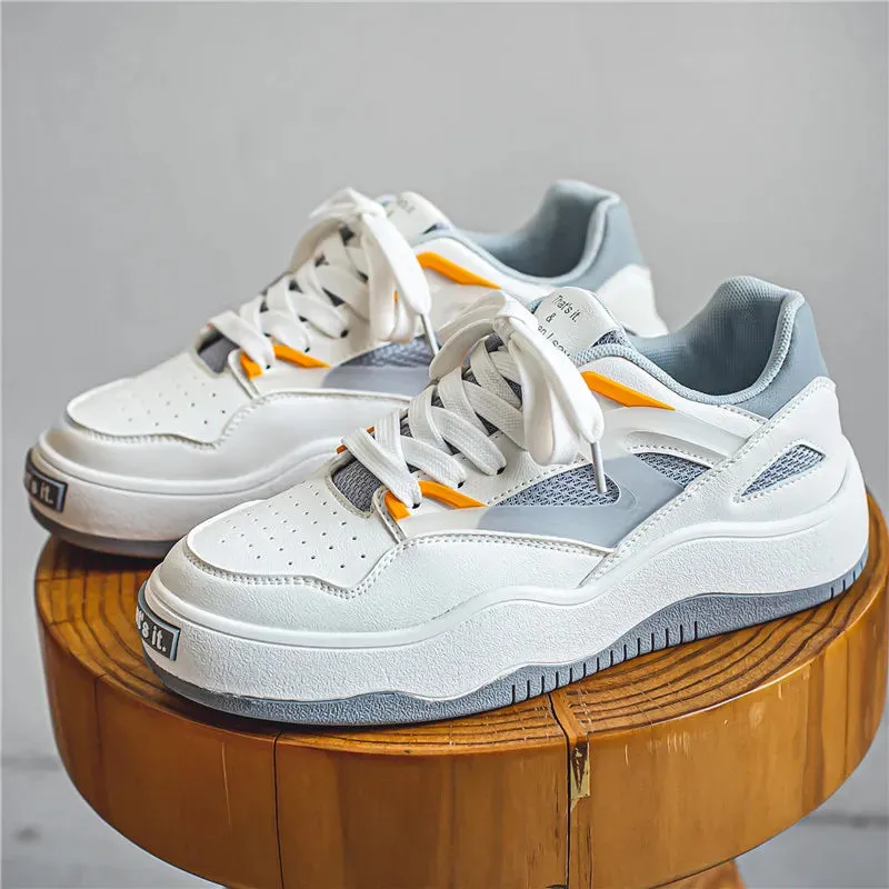 Wiaofellas Spring Thick Bottom Sneakers for Men Low Top Lace Up Skateboard Shoes Man Zapatillas Hombre Leisure Sport Shoes for Boys Outdoor