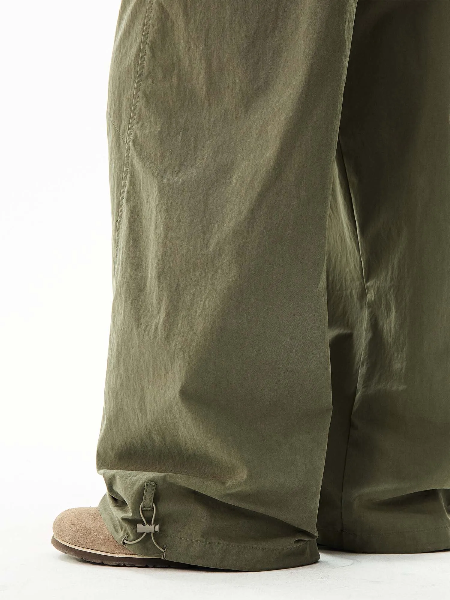 Wide-Leg Cargo Pants with Wraparound Belt Detail