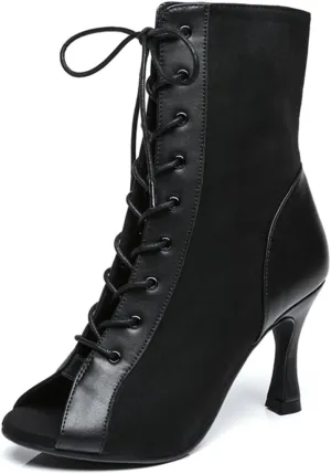 Women's Fashion Peep Toe Ballroom Dance Boots Latin Party Wedding Performance Dance Shoes