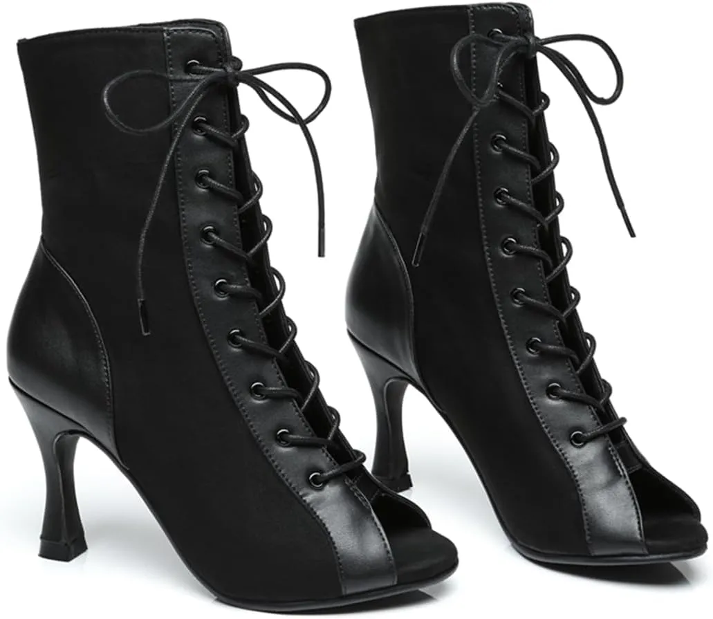 Women's Fashion Peep Toe Ballroom Dance Boots Latin Party Wedding Performance Dance Shoes