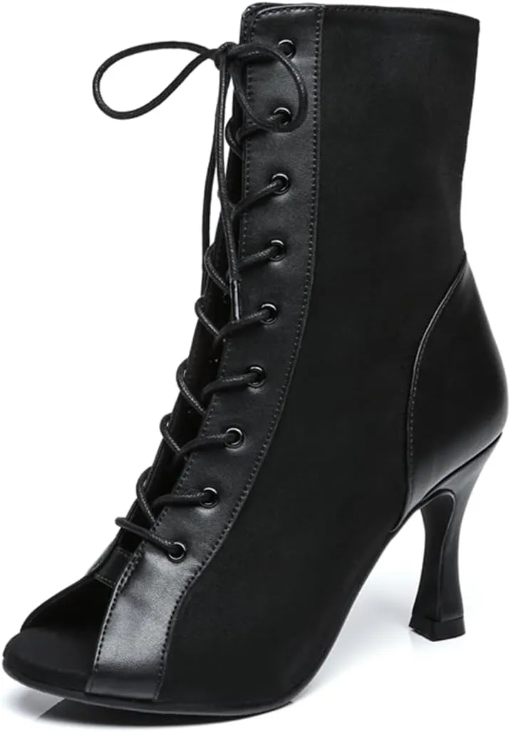 Women's Fashion Peep Toe Ballroom Dance Boots Latin Party Wedding Performance Dance Shoes