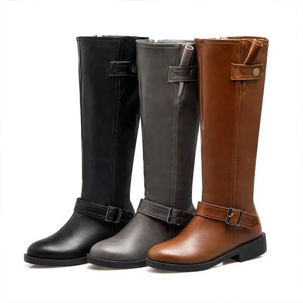 Women's Knee-High Buckle Strap Boots 44343912C