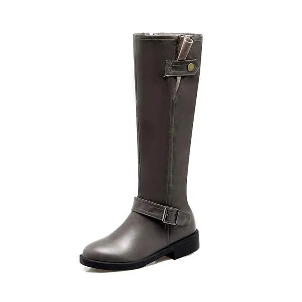 Women's Knee-High Buckle Strap Boots 44343912C