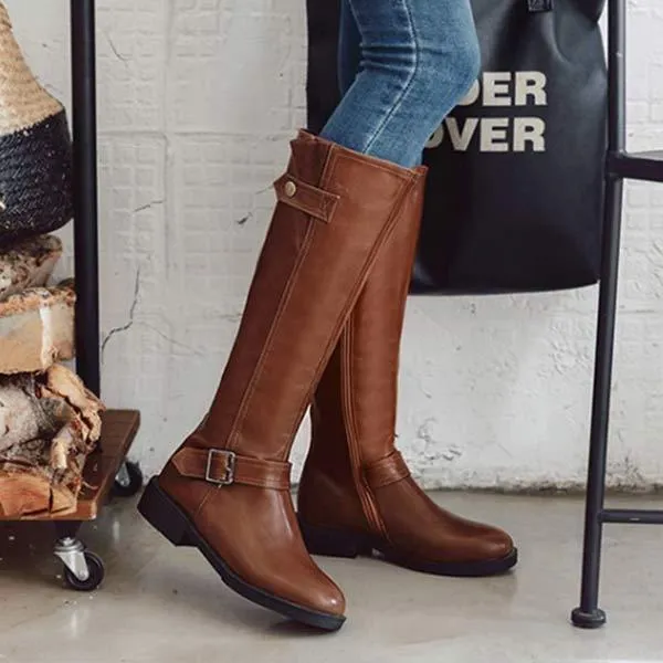 Women's Knee-High Buckle Strap Boots 44343912C