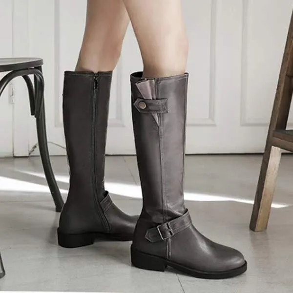 Women's Knee-High Buckle Strap Boots 44343912C