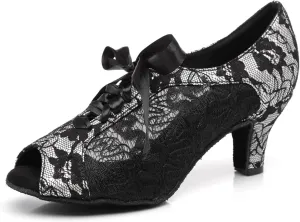 Women's Peep Toe Lace-up Ties Synthetic Ballroom Tango Party Wedding Practice Dance Shoes Grey US 10