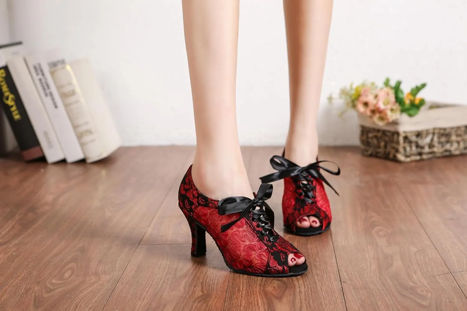 Women's Peep Toe Synthetic Ballroom Morden Tango Party Wedding Practice Professional Dance Shoes