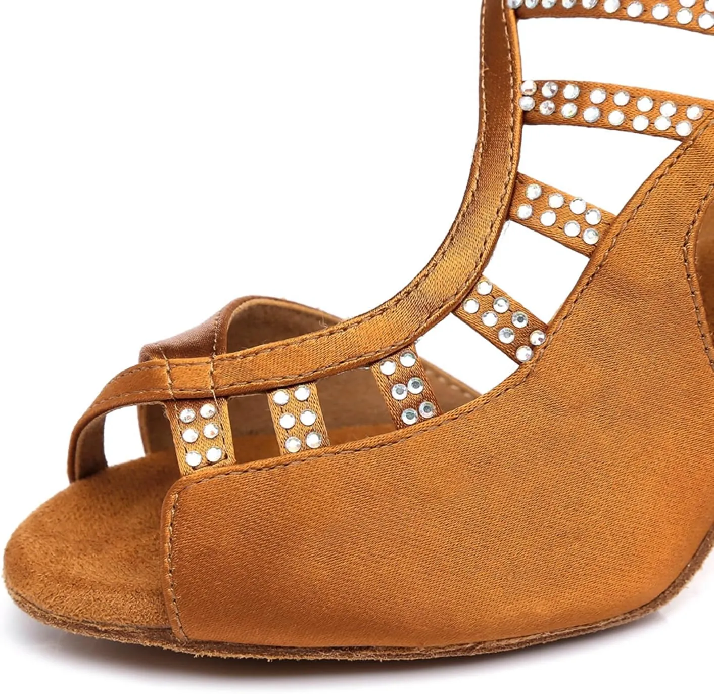 Women's Sparkle Rhinestones Peep Toe Satin Ballroom Modern Tango Party Wedding Performence Professional Dance Shoes