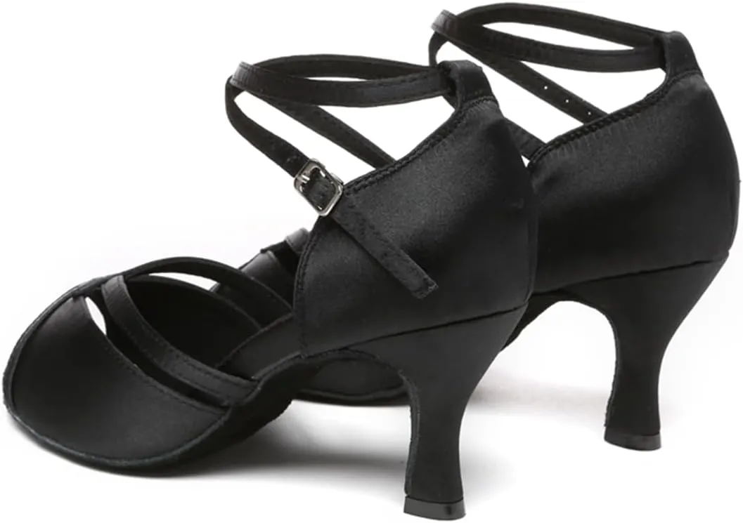 Women's Stylish Peep Toe Satin Ballroom Tango Party Wedding Prom Professional Dance Shoes