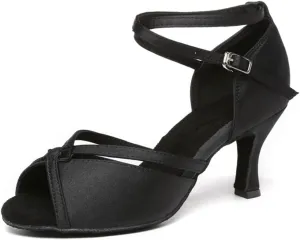 Women's Stylish Peep Toe Satin Ballroom Tango Party Wedding Prom Professional Dance Shoes