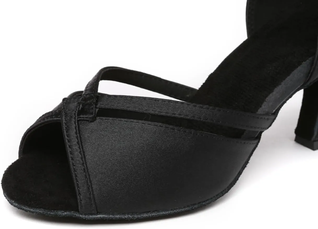 Women's Stylish Peep Toe Satin Ballroom Tango Party Wedding Prom Professional Dance Shoes