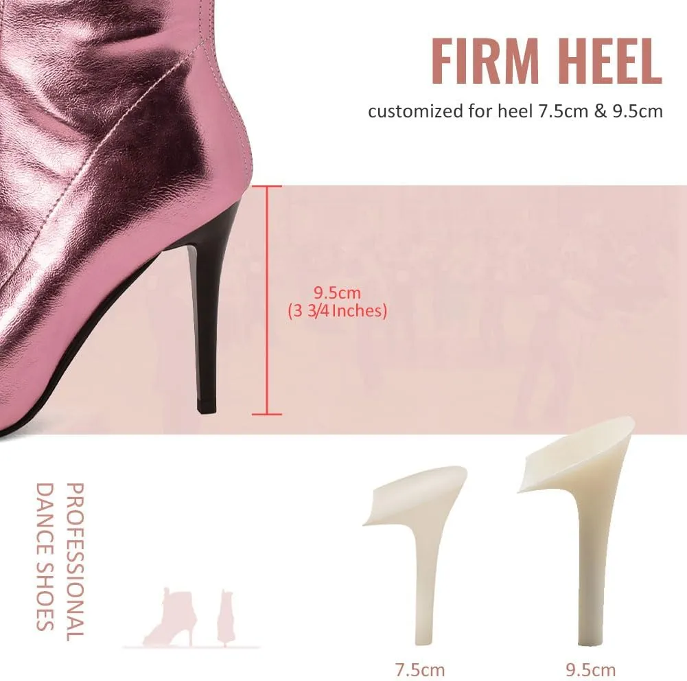 YKXLM Latin Salsa Ballroom Dance Shoes for Women with Zipper Ankle Open Toe Dancing Boots