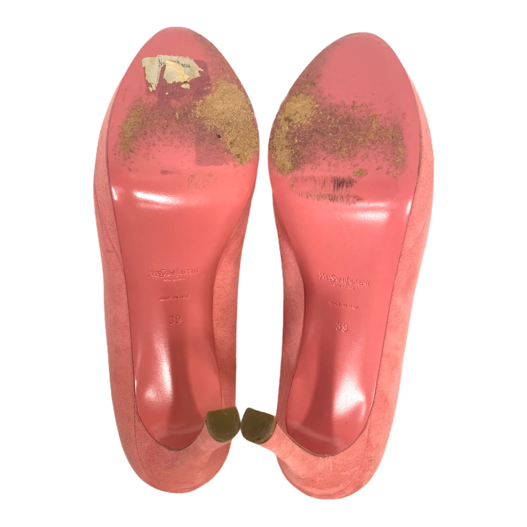 YVES SAINT LAURENT ROUGE SUEDE PALAIS  80 PEEP TOE SIZE 39