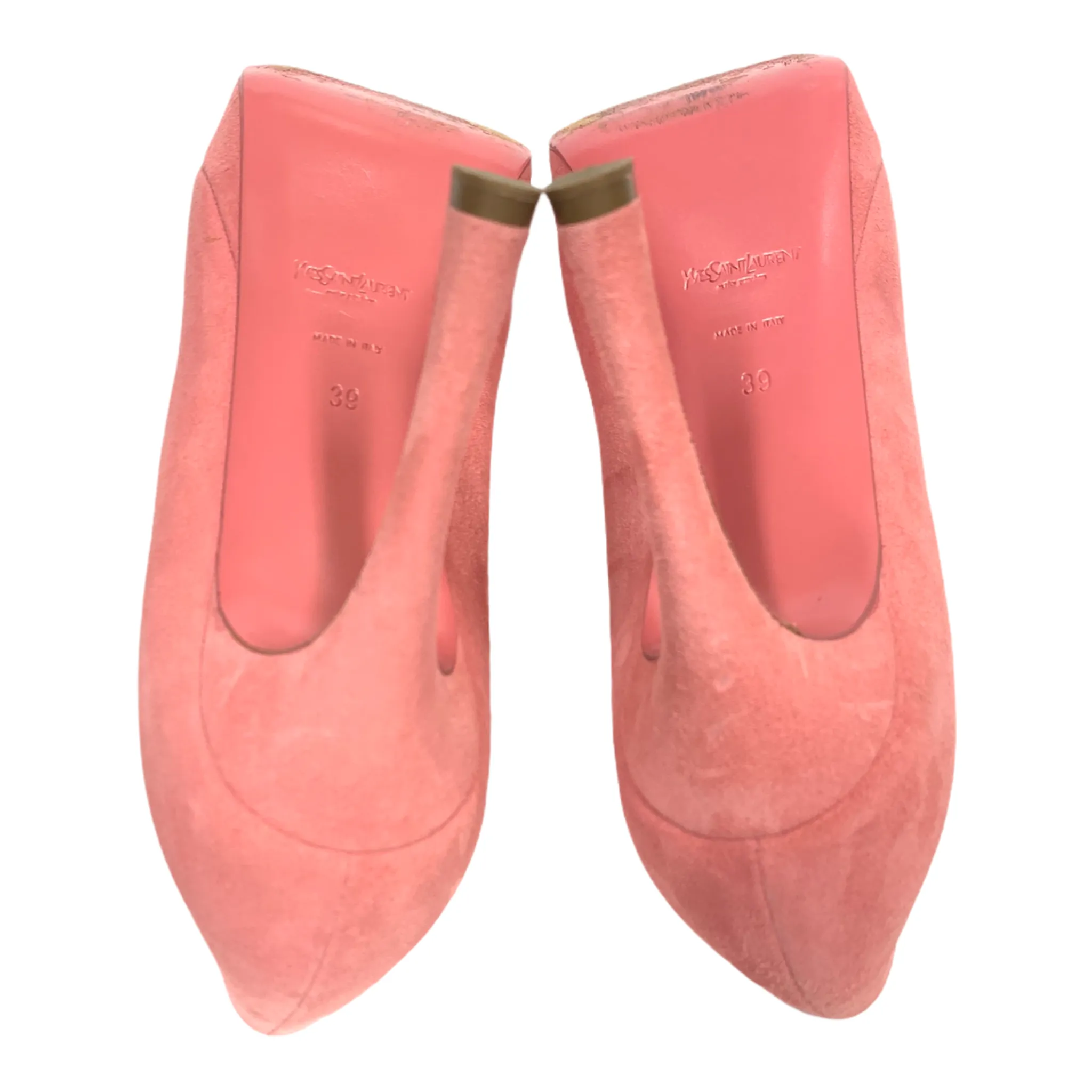 YVES SAINT LAURENT ROUGE SUEDE PALAIS  80 PEEP TOE SIZE 39